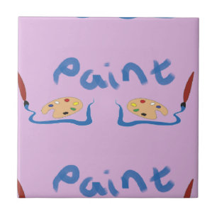 Carreau Peindre la brosse et la palette sur le violet