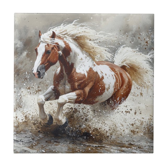 Carreau Peindre Un Cheval Qui Traverse L'Eau (Devant)