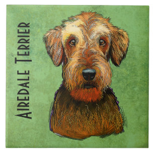 Carreau Peint à la main Airedale Terrier