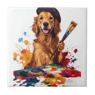 Carreau Peintre Toutou � Chien Artistique avec Chevalet