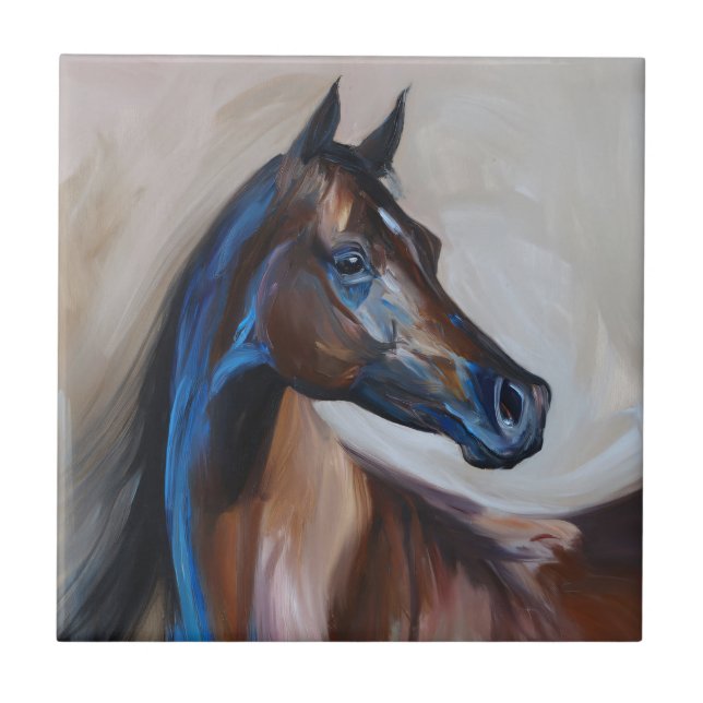 Carreau Peinture à cheval arabe (Devant)