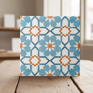 Carreau Peinture à la main bleu turquoise marocain ethnie
