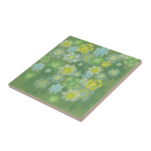 Carreau Peinture à l'aquarelle abstraite florale salée