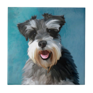 Carreau Peinture à l'aquarelle d'un Schnauzer Nain
