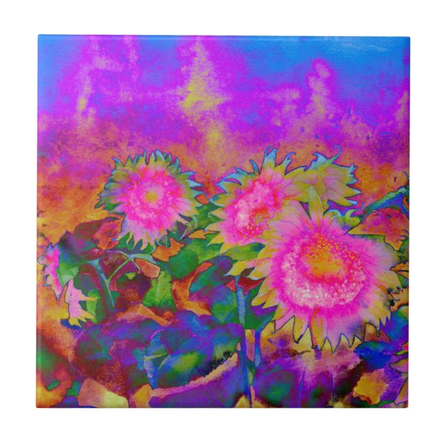 Carreau Peinture à l'aquarelle rose abstraite (Devant)