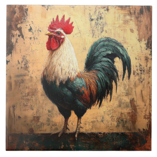 Carreau Peinture à l'huile de poulet Coq Gras