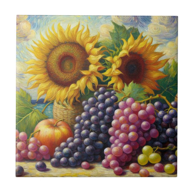 Carreau Peinture à l'huile de raisin et de tournesol (Devant)