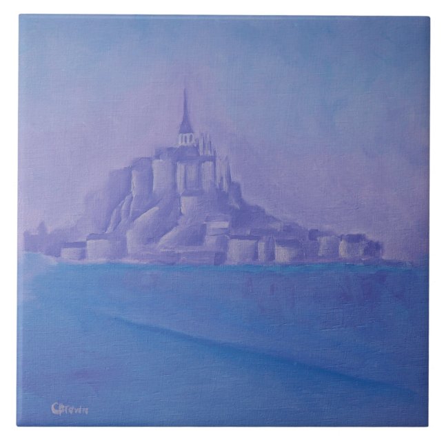 Carreau Peinture à l'huile du Mont Saint-Michel-France-Fra (Devant)