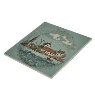 Carreau Peinture à l'huile no15 sur les paysages marins ma