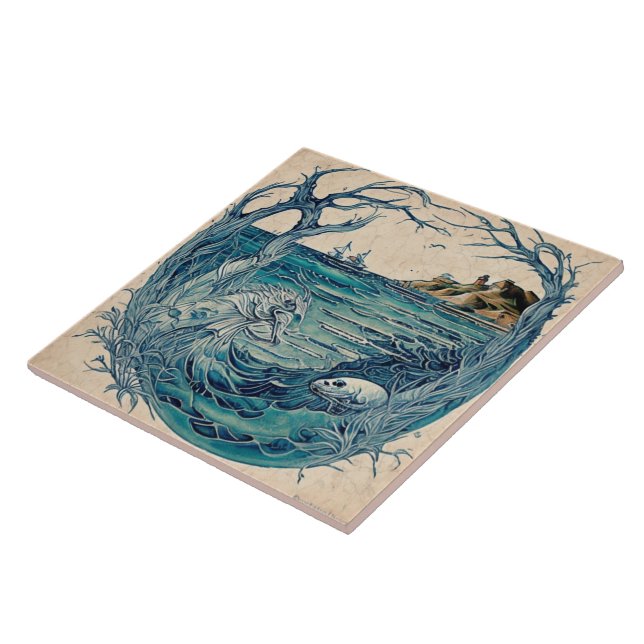 Carreau Peinture à l'huile no17 sur les paysages marins ma (Côté)