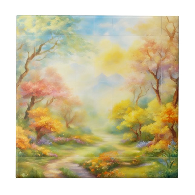 Carreau peinture à l'huile paysage de printemps 2 (Devant)