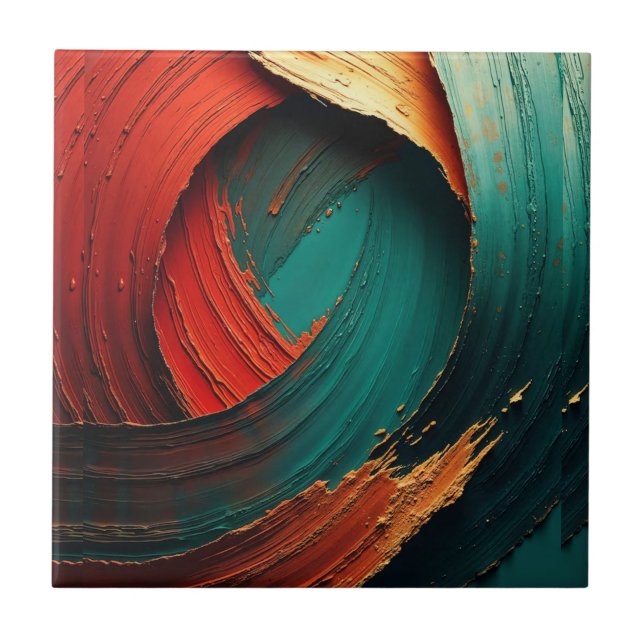 Carreau Peinture Abstraite à l'Huile Impasto Épais (Devant)