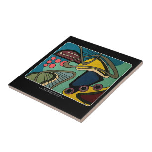 Carreau Peinture abstraite aquatique de style milieu du si