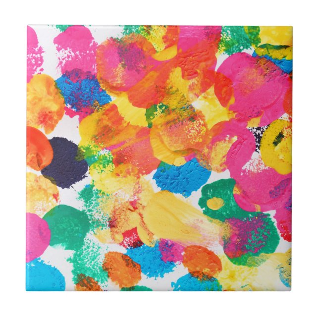 Carreau Peinture abstraite colorée mignonne (Devant)