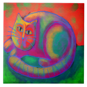 Carreau Peinture Abstraite colorée pour chat numérique