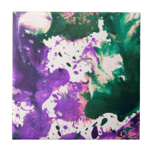 Carreau Peinture Abstraite couleur vert et pourpre