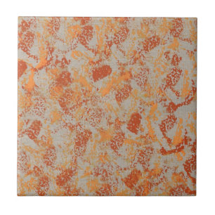 Carreau Peinture Abstraite d'orange sur tuile trivet gris