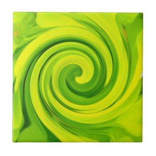 Carreau Peinture Abstraite Groovy Verte Liquide Tourbillon