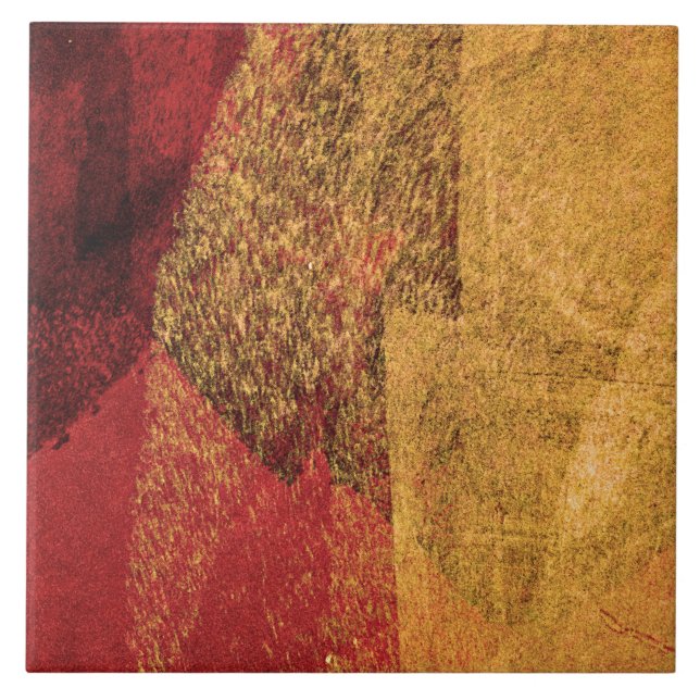Carreau Peinture abstraite jaune rouge (Devant)