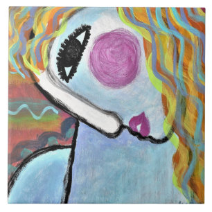Carreau Peinture Abstraite Originale d'une Femme