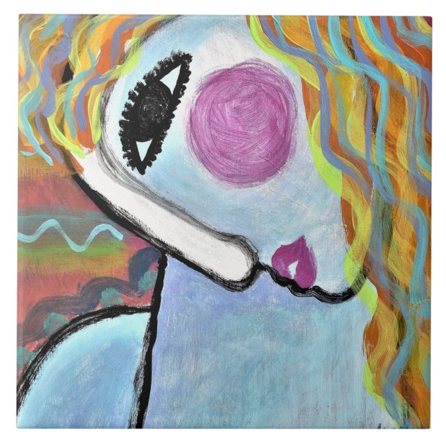 Carreau Peinture Abstraite Originale d'une Femme (Devant)