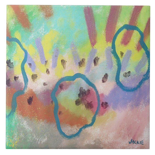 Carreau Peinture acrylique Abstraite colorée (Devant)