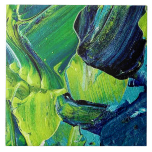 Carreau Peinture acrylique abstraite en bleu