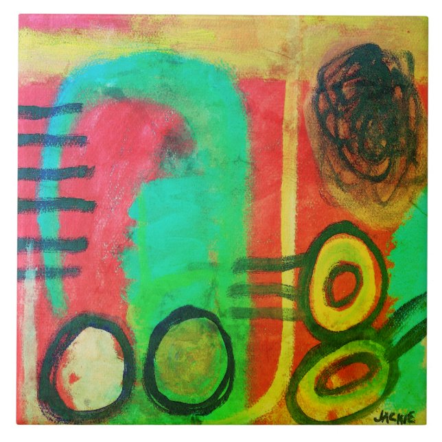 Carreau Peinture acrylique Abstraite unique (Devant)