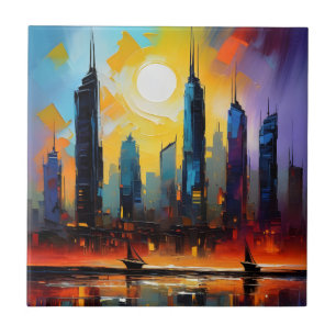 Carreau Peinture acrylique couleur Abstraite Cityscape