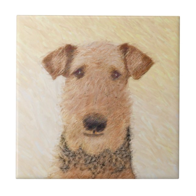 Carreau Peinture Airedale Terrier - Cute Original Art (Devant)
