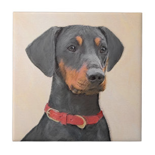 Carreau Peinture allemande Pinscher peinture art animal or