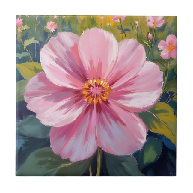 Carreau Peinture botanique florale à l'aquarelle de fleurs (Devant)
