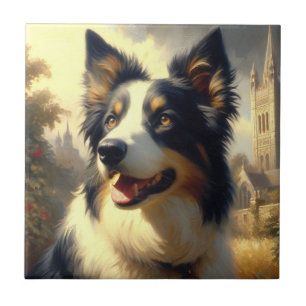 Carreau Peinture Collie vintage