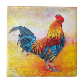 Carreau Peinture colorée d'art numérique de coq