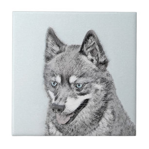 Carreau Peinture d'Alaskan Klee Kai - Art Original de Chie