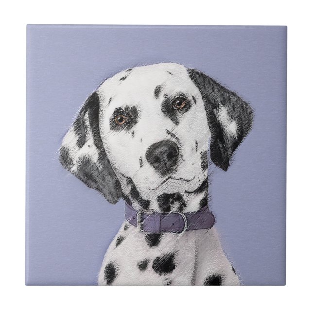 Carreau Peinture Dalmatienne - Cute Original Chien Art (Devant)