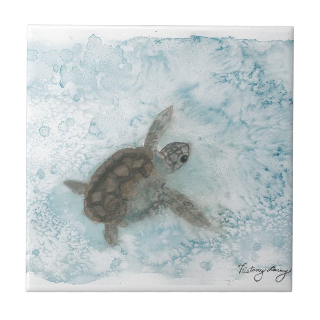 Carreau Peinture d'aquarelle de tortue (Devant)