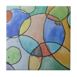 Carreau Peinture d'aquarelle des cercles colorés, art