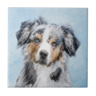 Carreau Peinture de berger américaine miniature - Chien A