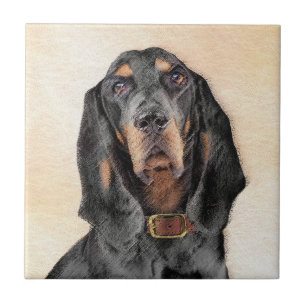 Carreau Peinture de Black & Tan Coonhound - Art canin orig