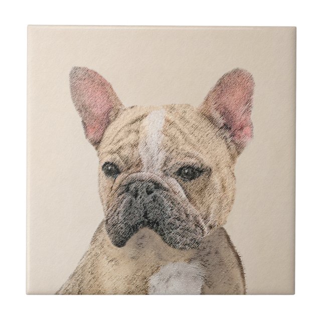 Carreau Peinture de Bouledogue Français (Sable) - Original (Devant)