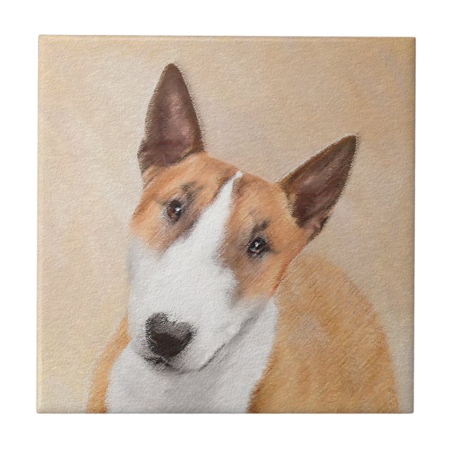 Carreau Peinture de Bull Terrier Miniature - Originale et  (Devant)