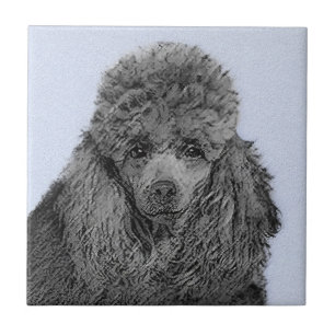 Carreau Peinture de Caniche Miniature Jouet Noir Œuvre Ori