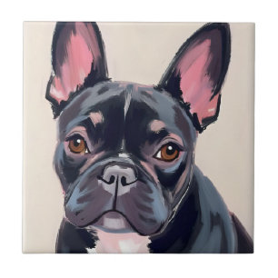 Carreau Peinture de chien Bouledogue Français