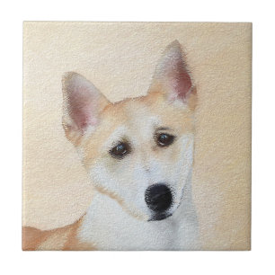 Carreau Peinture de chien de Canaan - jolie art original d