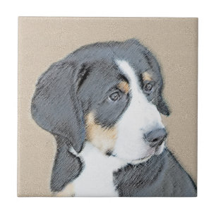 Carreau Peinture de Chien de Montagne bernois - Art origin