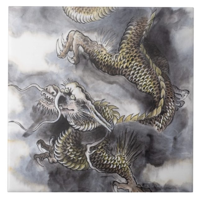 Carreau Peinture de chinois traditionnel, année du dragon (Devant)