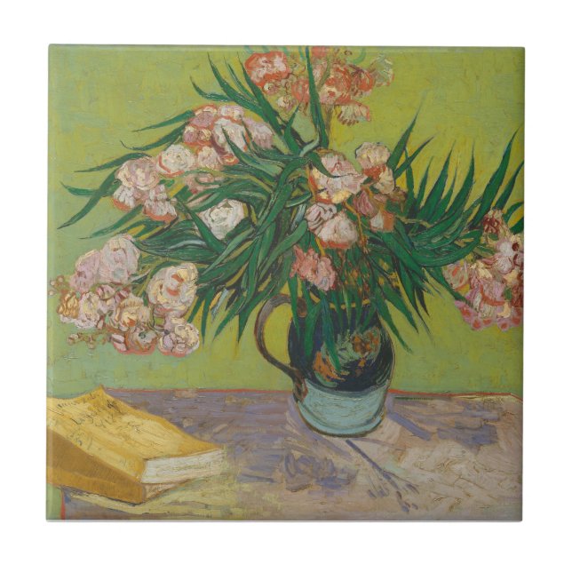 Carreau Peinture de fleur d'oléandre de Vincent Van Gogh (Devant)