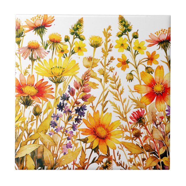 Carreau Peinture de fleurs sauvages colorées (Devant)