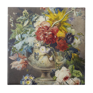 Carreau Peinture de jardin botanique floral élégant vintag